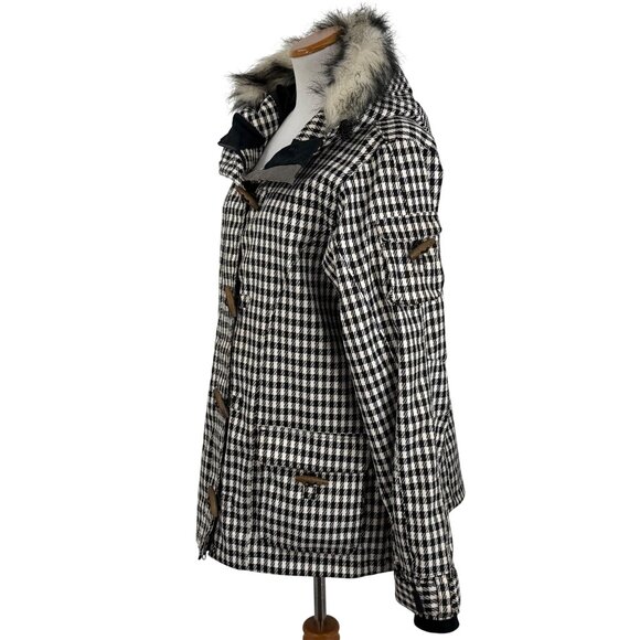 Vtg Y2K Roxy Snowboard Jacket Limited 5K Faux Fur Toggle Plaid Coat | Snow Bunny - Picture 6 of 15